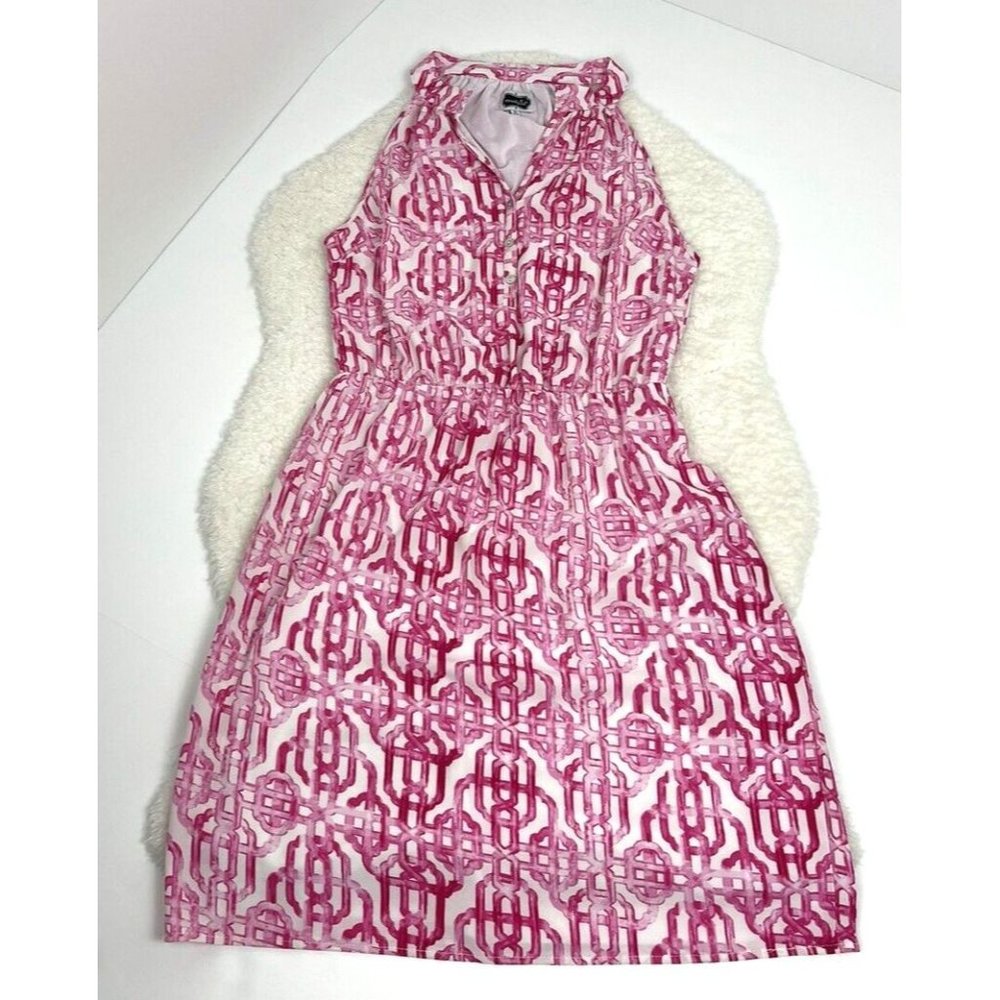 Mudpie Womens Pink Lattice Print Teagan Dress Size Small Beachy Springy Chic